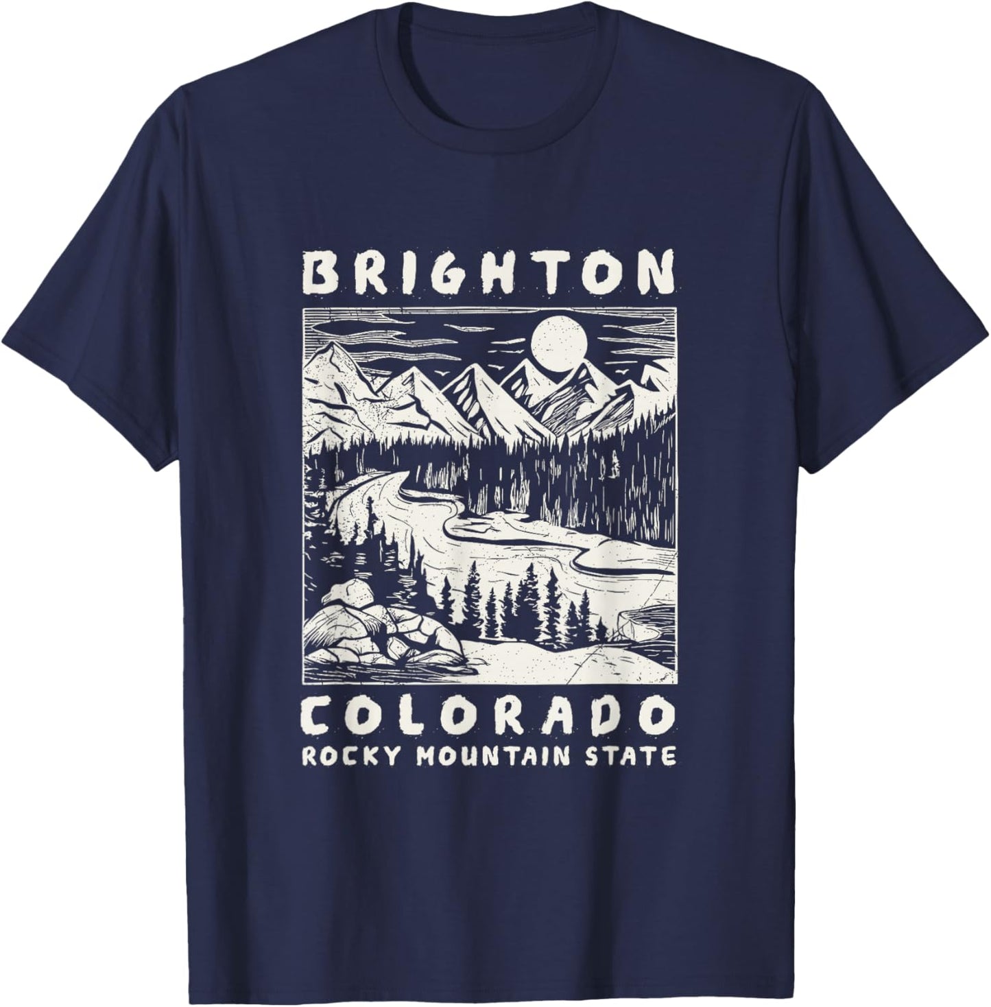 Brighton, Colorado Mountain Wildnerness Nature Design T-Shirt - T-Shirt | Navy