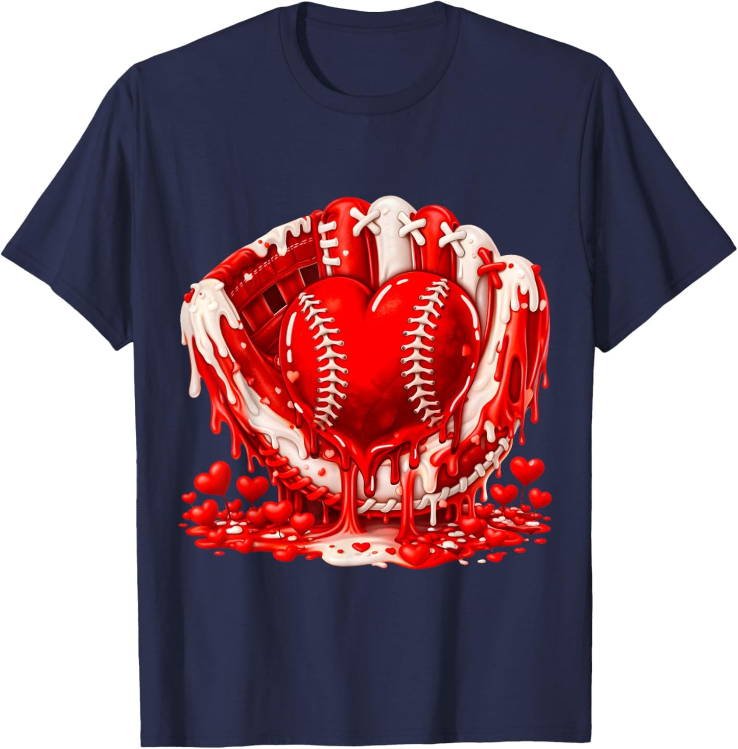 Ice Cream Drip Heart Valentines Day Baseball Boys Youth Kids T-Shirt - T-Shirt | Navy