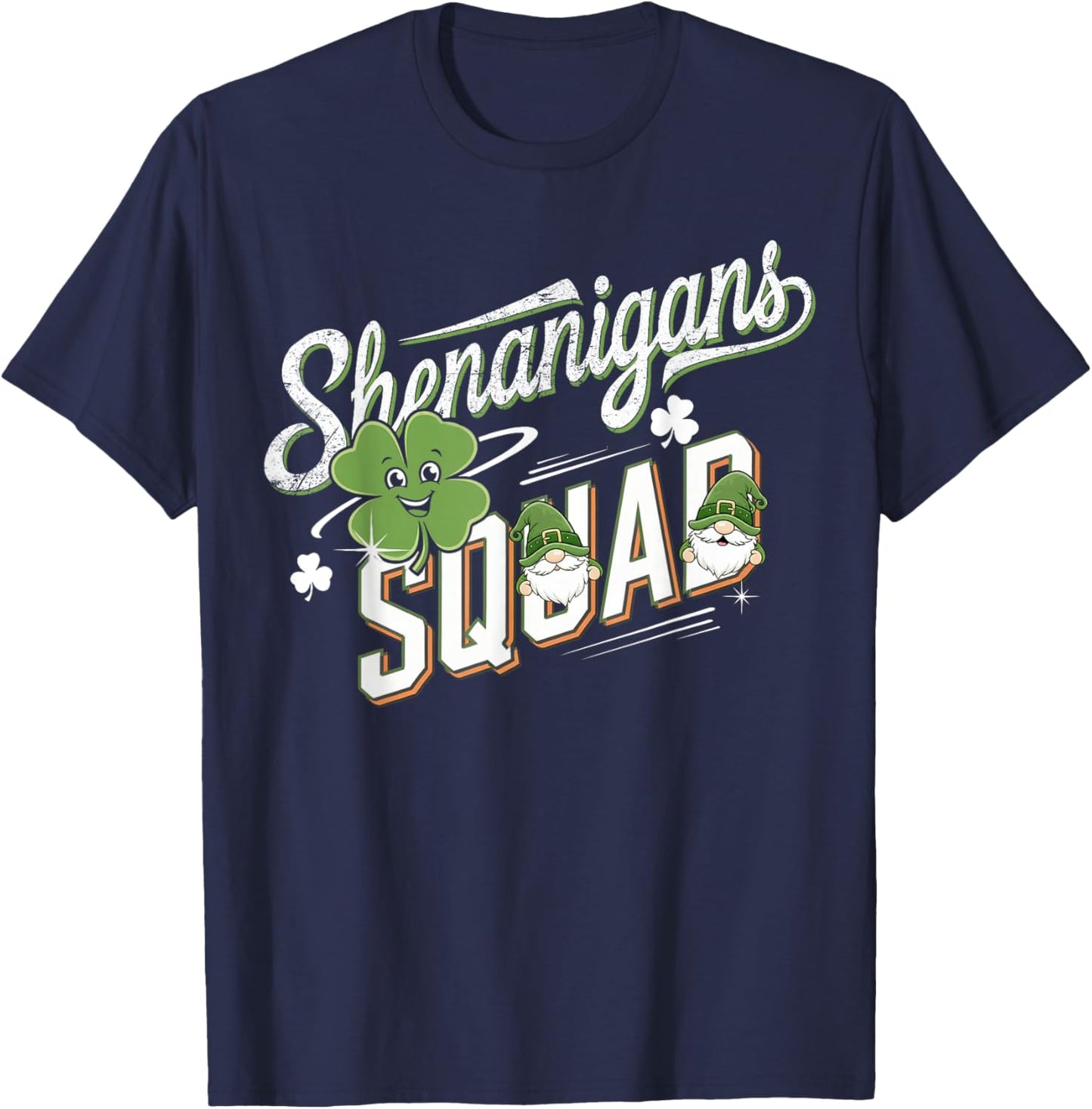 Shenanigans Squad Cute Gnome Irish Shamrock St Patrick’s Day T-Shirt - T-Shirt | Navy