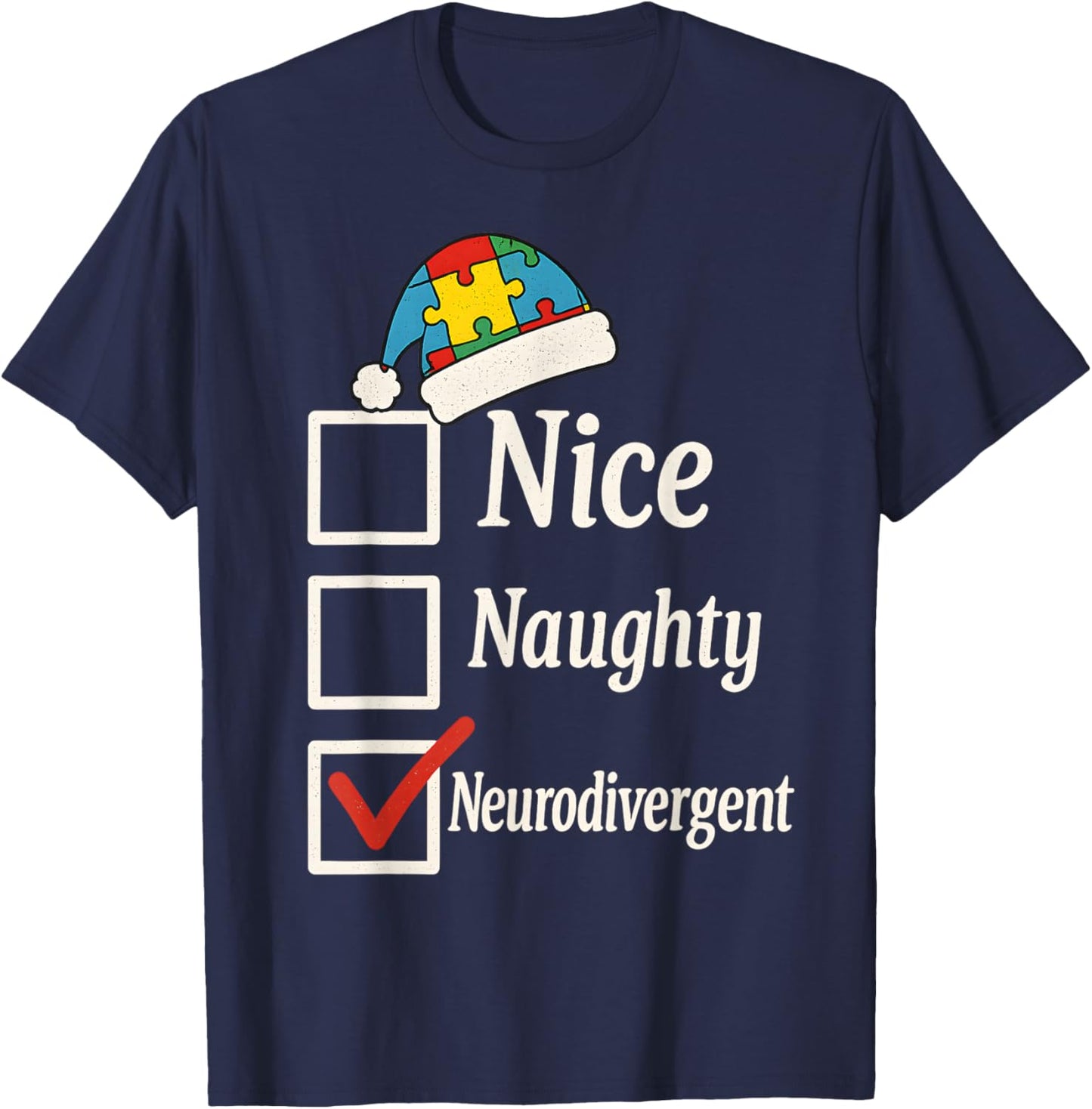 Funny Neurodiverse Christmas Sarcastic Autism Humor Autistic T-Shirt - T-Shirt | Navy