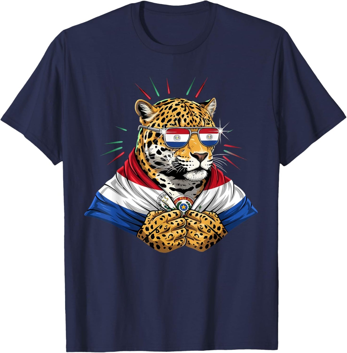 Paraguay Roots Leopard Paraguayan Flag T-Shirt - T-Shirt | Navy
