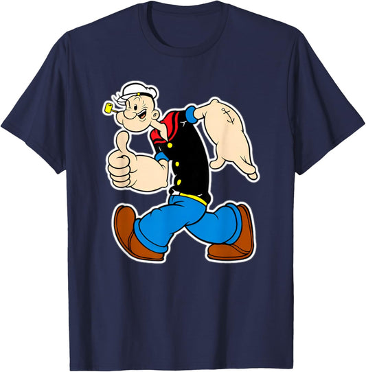 Vintage Pop Eye Cartoon Thumbs Up T-Shirt - T-Shirt | Navy