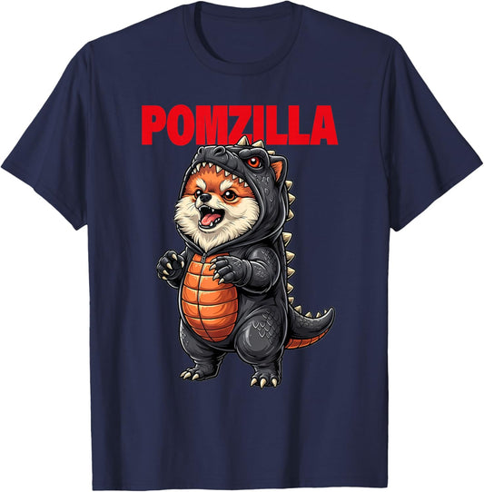 Cute Pomzilla Pomeranian Puppy Dog Moms Dog Dads Pet Lovers T-Shirt - T-Shirt | Navy
