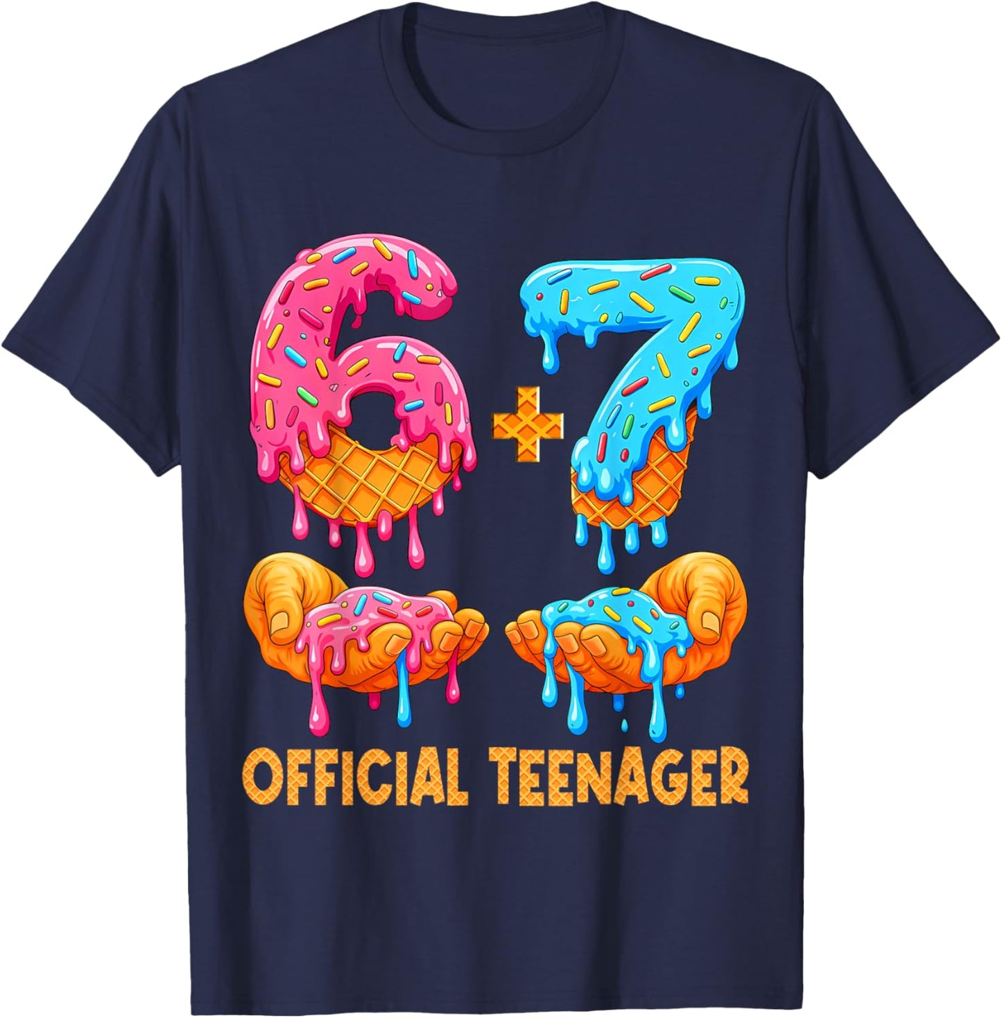 6+7 13 Year Old Official Teenager 13th Birthday Ice Cream T-Shirt - T-Shirt | Navy