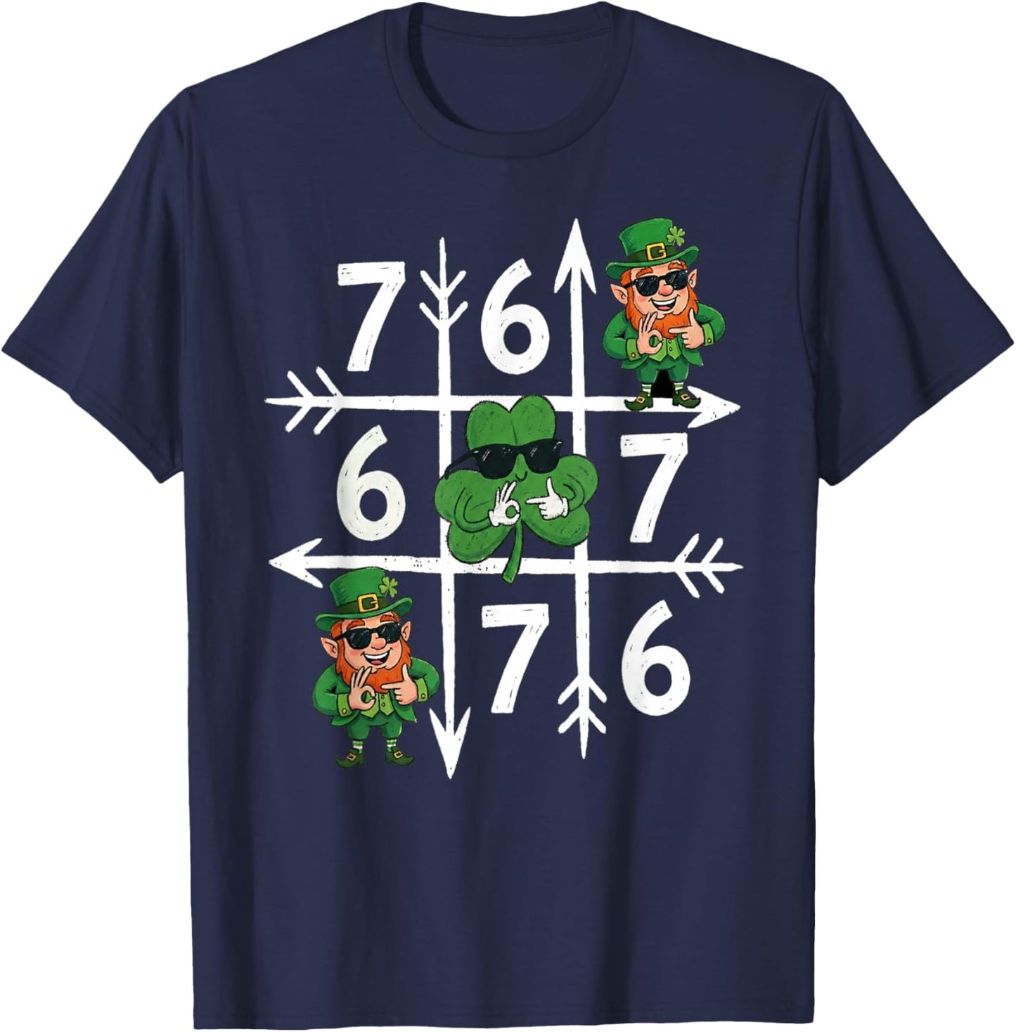 Funny 6 7 St. Patricks Day Six Seven Meme T-Shirt - T-Shirt | Navy