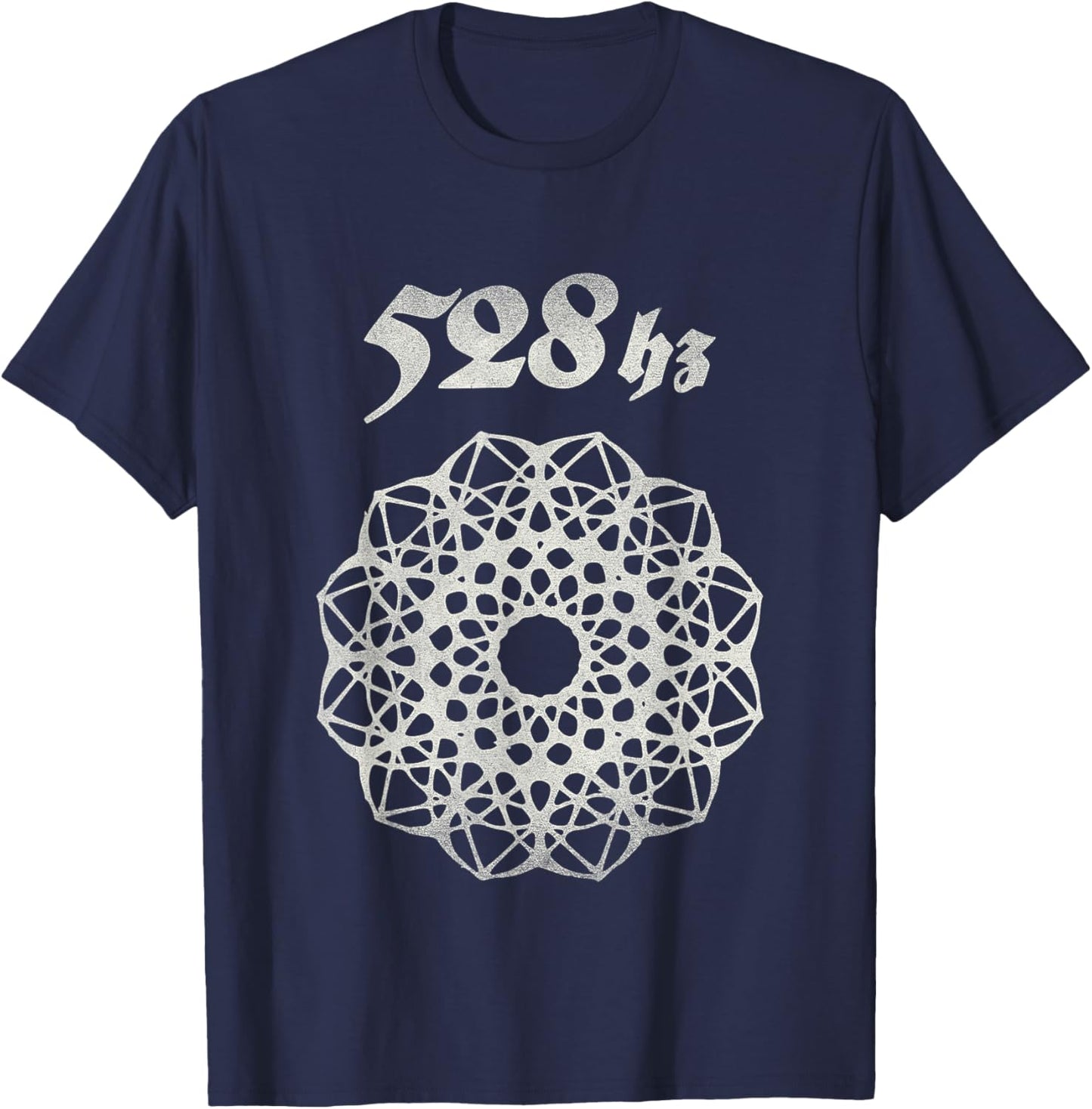 528 Hz Divine Frequency Cymatics Aesthetic Geometry T-Shirt - T-Shirt | Navy