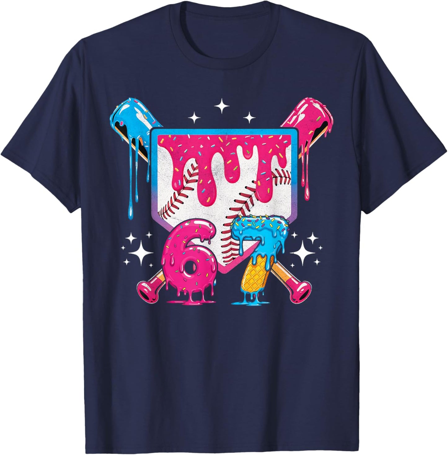 67 Six Seven Ice Cream Drip Baseball Boys Youth T-Shirt - T-Shirt | Navy