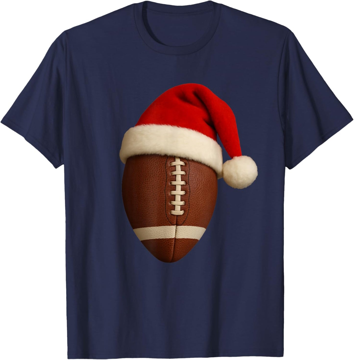 Football Christmas Hat Funny Holiday Sports T-Shirt - T-Shirt | Navy