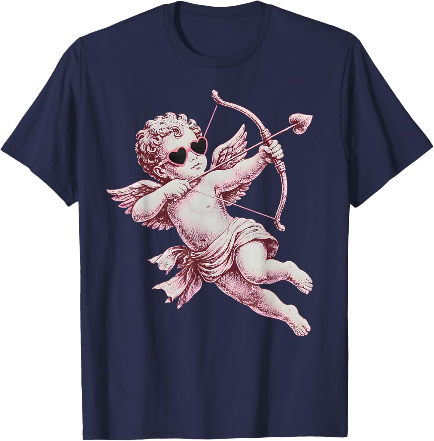 Cherub Angel Cupid Vintage Aesthetic Valentines T-Shirt - T-Shirt | Navy