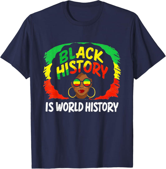 Black History is World History Afro Pride Pan-African T-Shirt - T-Shirt | Navy