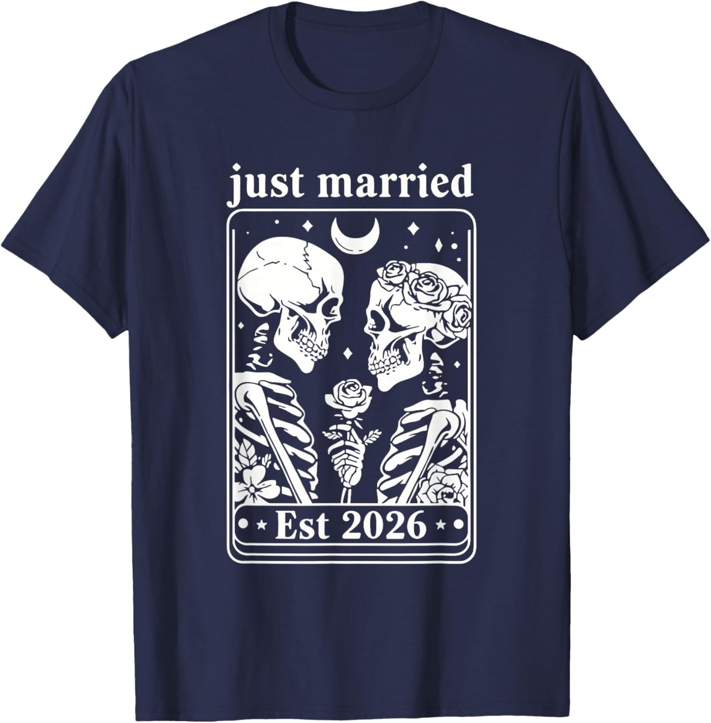 Skeleton Couple Bride and Groom Wedding T-Shirt - T-Shirt | Navy
