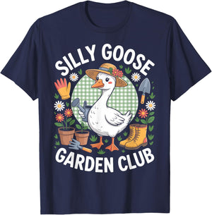 Funny Silly Goose Garden Club Gardening Lover T-Shirt - T-Shirt | Navy