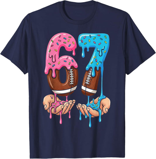 Football Ice Cream Drip 67 Hands Boys Six Seven Game Day T-Shirt - T-Shirt | Navy