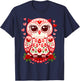 Heart Valentine Owl – Scandinavian Style Folklore T-Shirt - T-Shirt | Navy