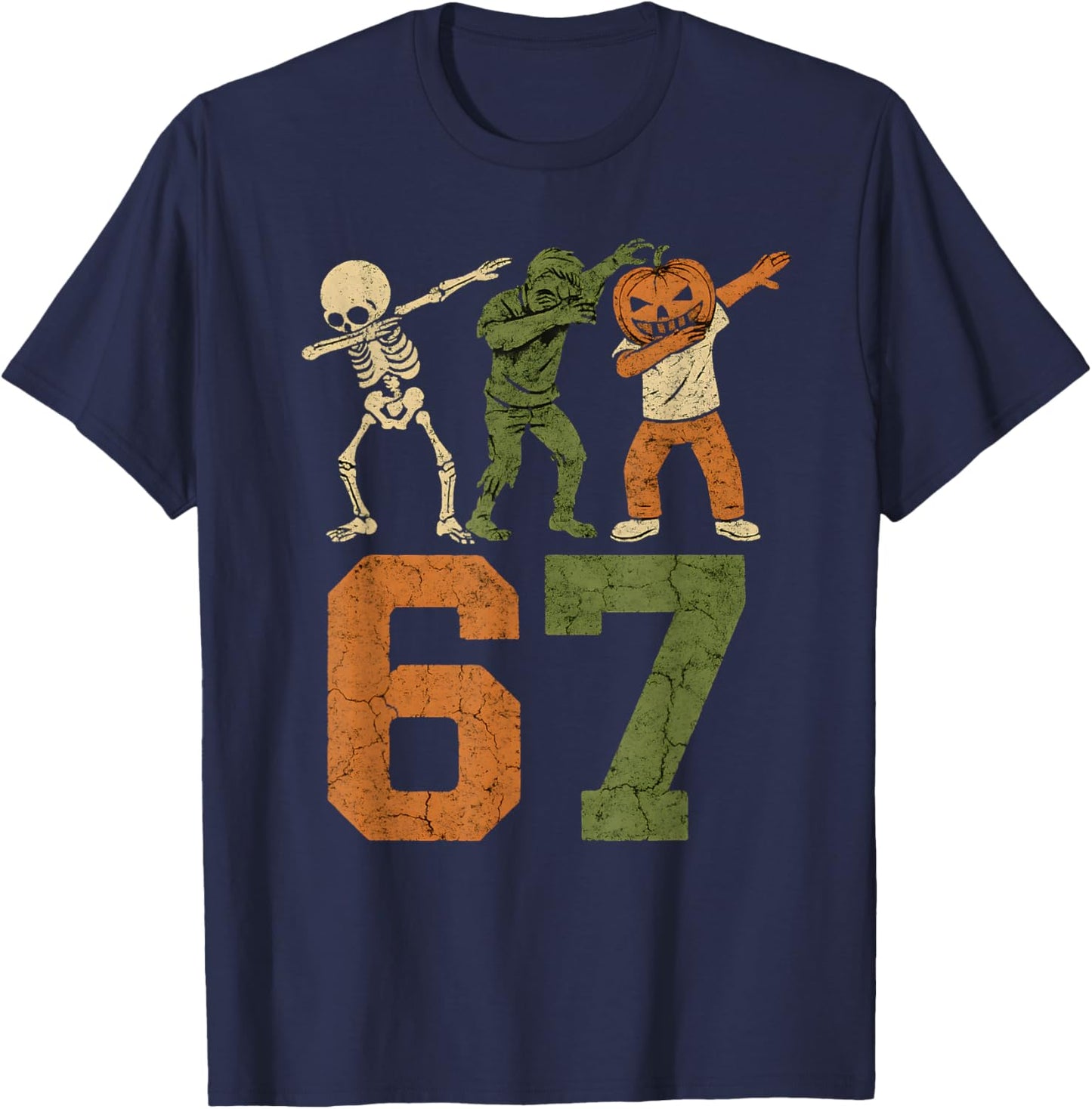 67 Meme Halloween Dabbing 6 7 Brainrot Six Seven Kids Boys T-Shirt - T-Shirt | Navy