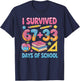 I Survived 100 Days of 67 100th Day of School Teachers Kids T-Shirt - T-Shirt | Navy