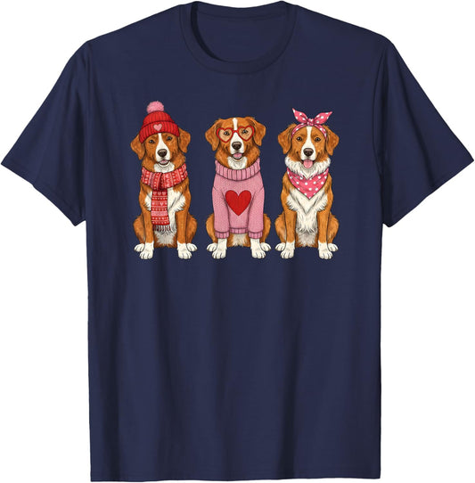 Cute Nova Scotia Duck Tolling Retriever Valentine Dog T-Shirt - T-Shirt | Navy