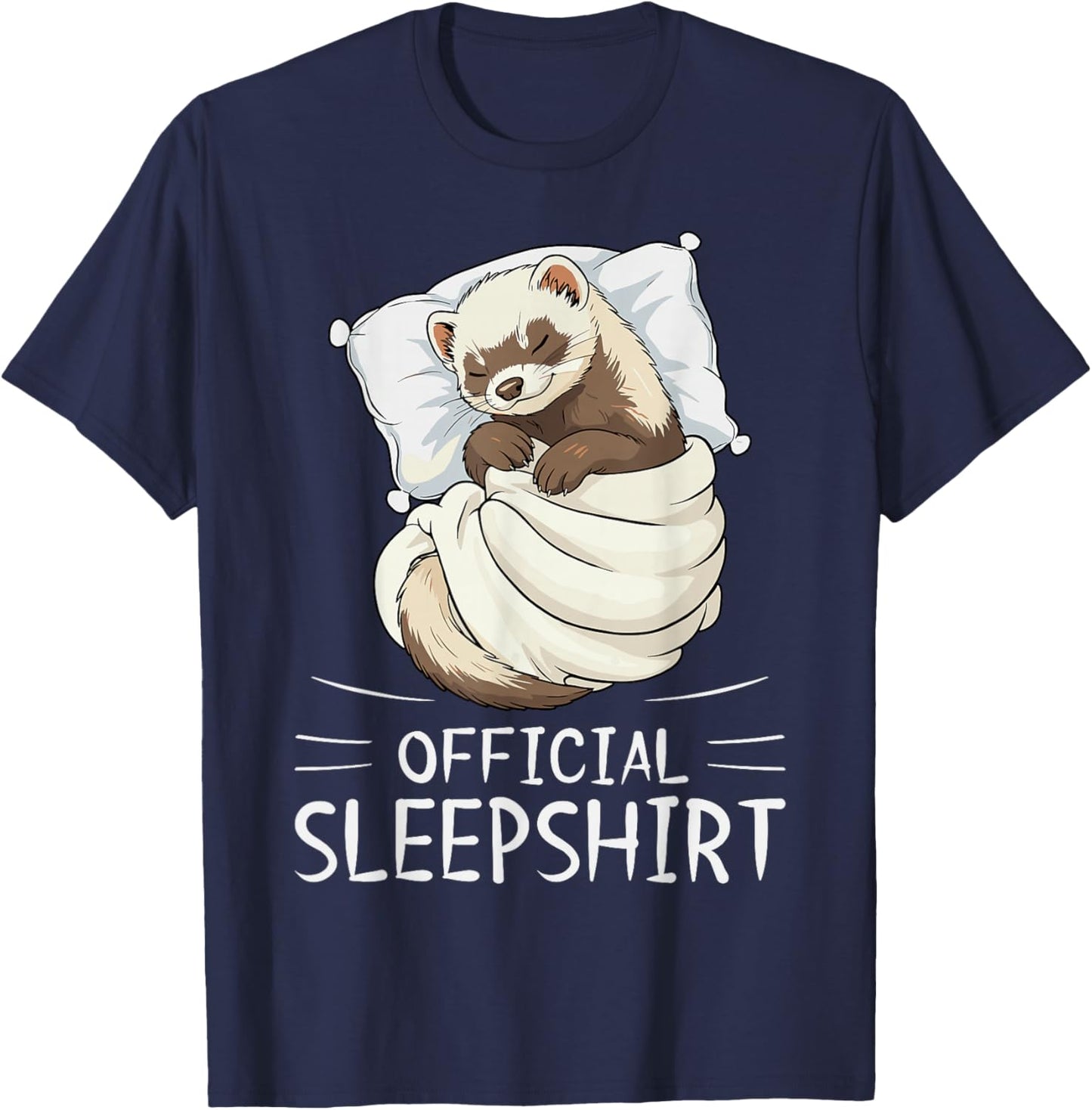 Ferret Animal Official Sleepshirt Pajamas Nightgown T-Shirt - T-Shirt | Navy