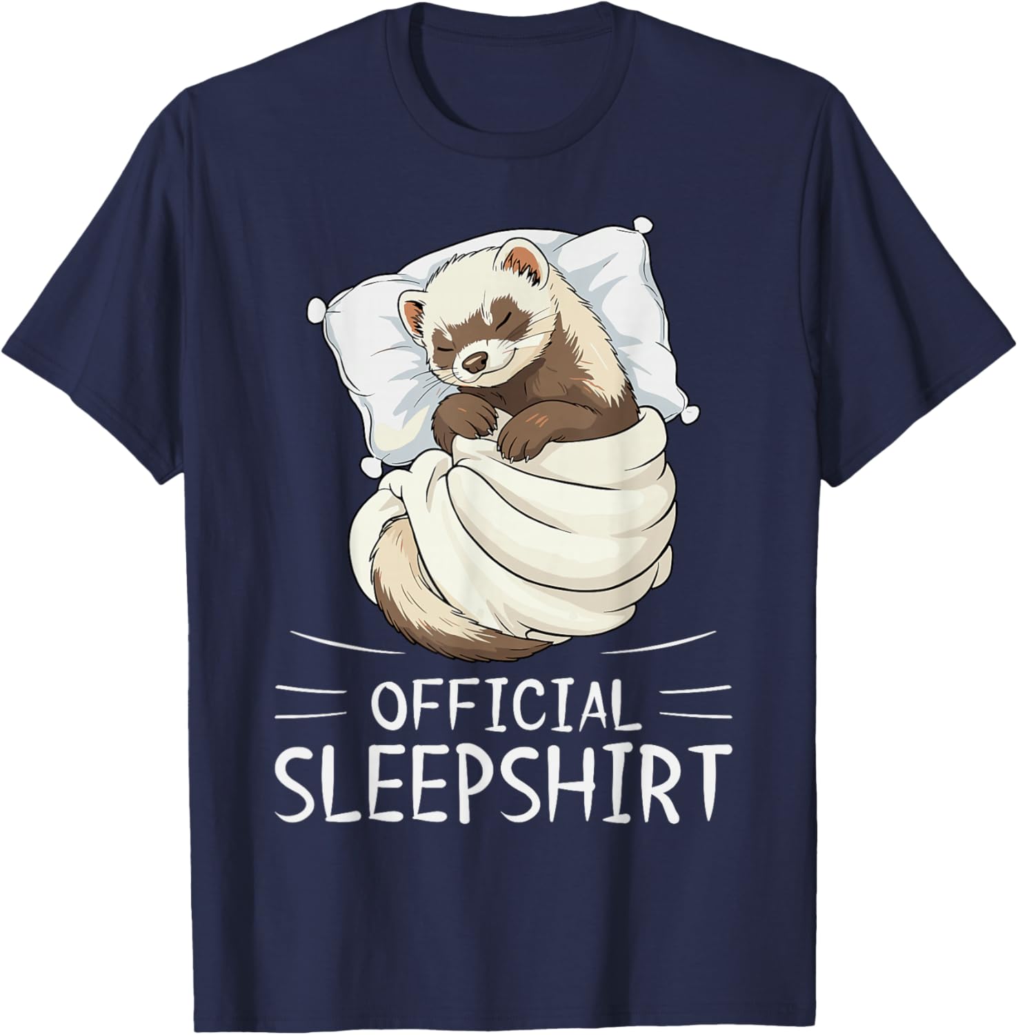 Ferret Animal Official Sleepshirt Pajamas Nightgown T-Shirt - T-Shirt | Navy