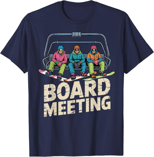 Snowboard Board Meeting Ski Lift Skier Winter Sports T-Shirt - T-Shirt | Navy