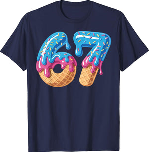 67 Ice Cream Drip Meme Funny Six Seven Gen Alpha Slang T-Shirt - T-Shirt | Navy