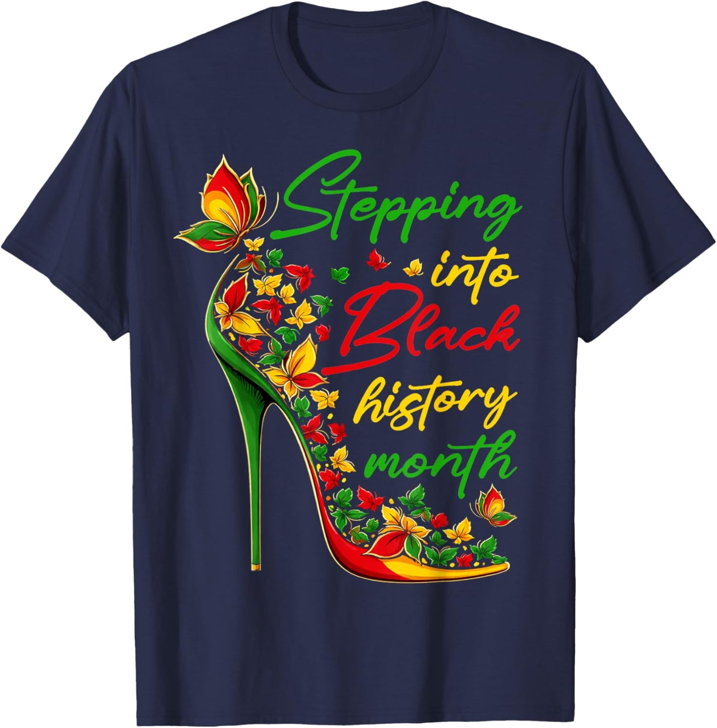 Stepping Into Black History Month High Heels Girls T-Shirt - T-Shirt | Navy