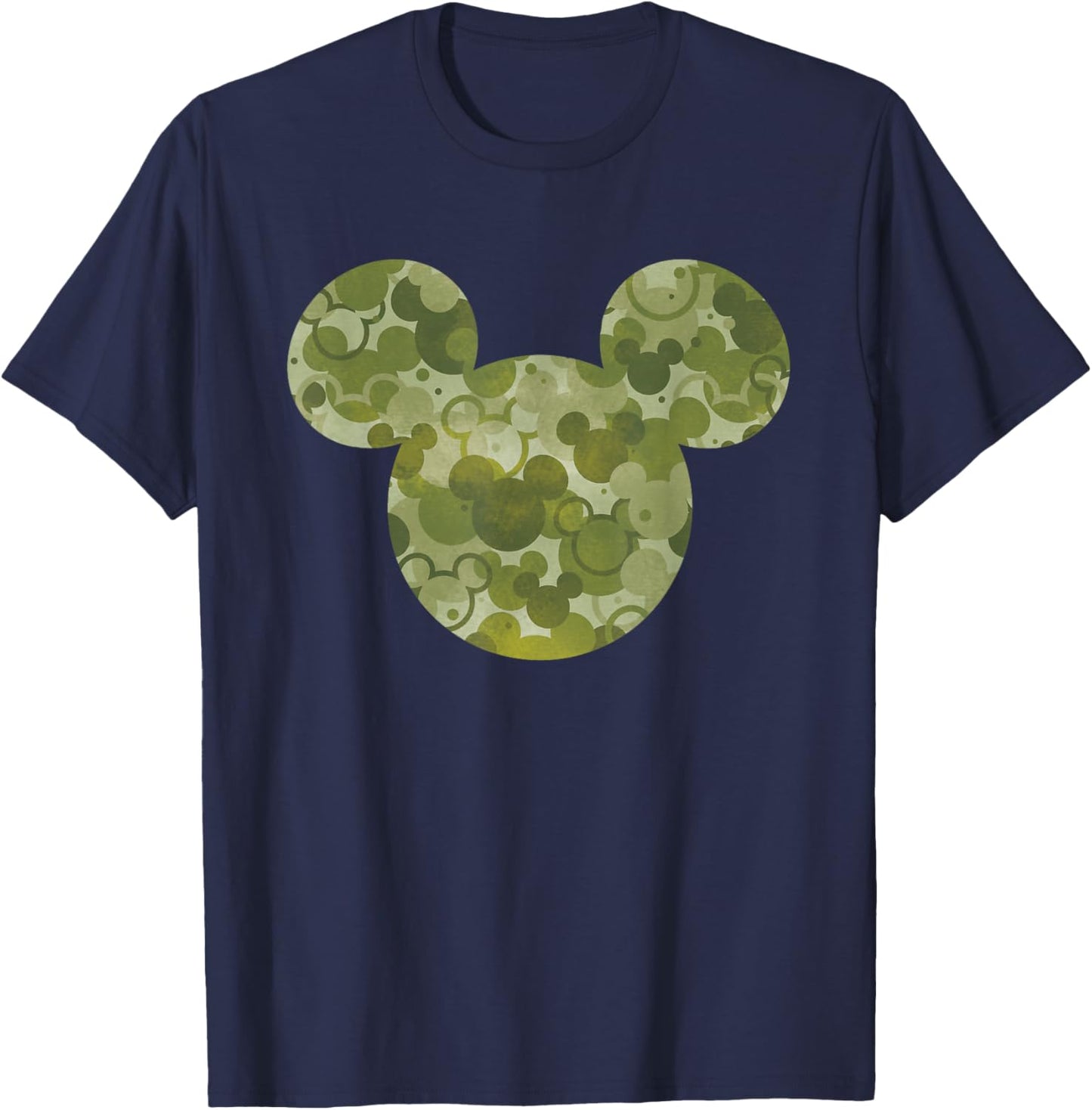 Disney Mickey Mouse Icon Green Camo Camouflage Pattern T-Shirt - T-Shirt | Navy