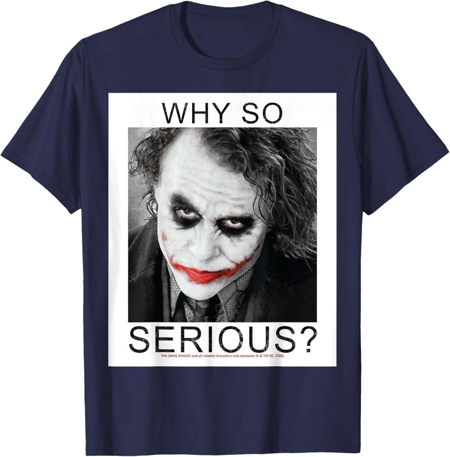 Dark Knight Why So Serious Joker Face Art T-Shirt - T-Shirt | Navy