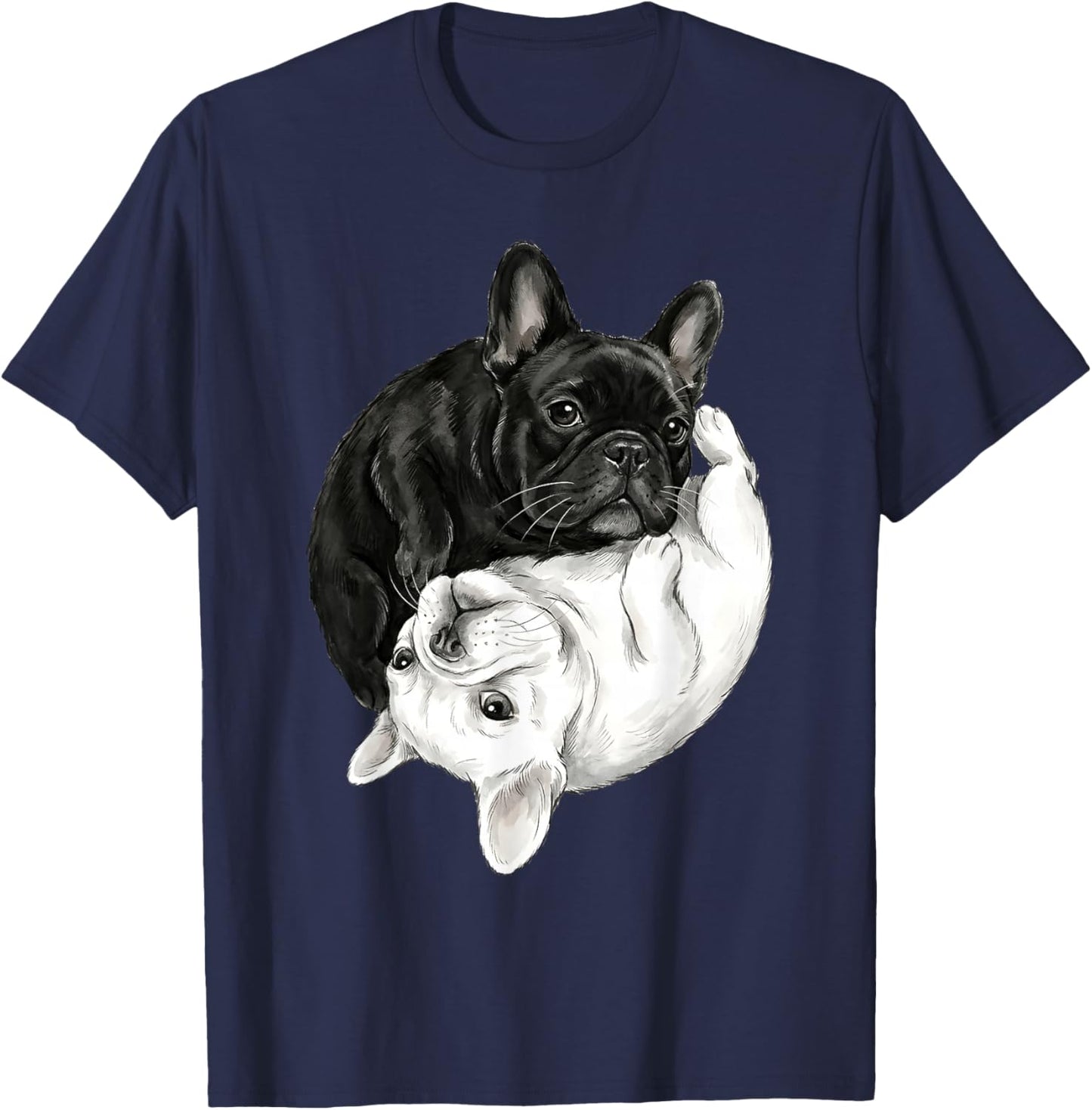 Ying Yang French Bulldogs Funny Frenchie T-Shirt - T-Shirt | Navy