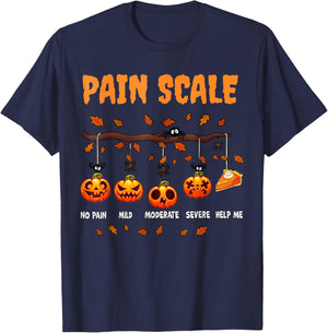 Halloween Pain Scale Funny Pumpkin Design for Fall T-Shirt - T-Shirt | Navy