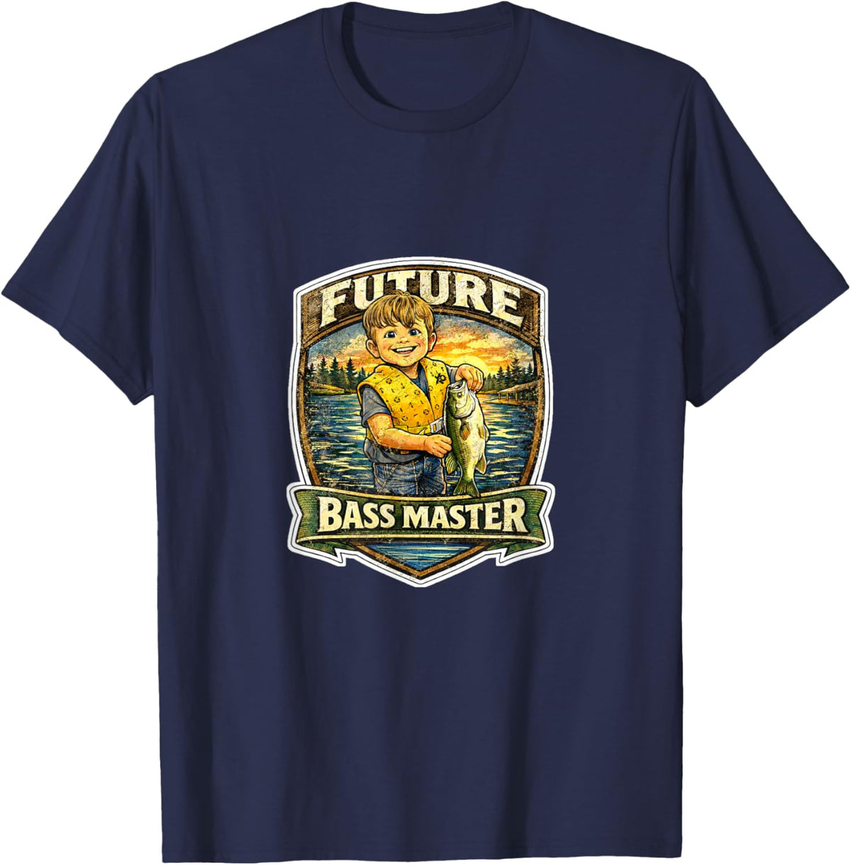 Future Bass Master Kid Fisherman T-Shirt - T-Shirt | Navy