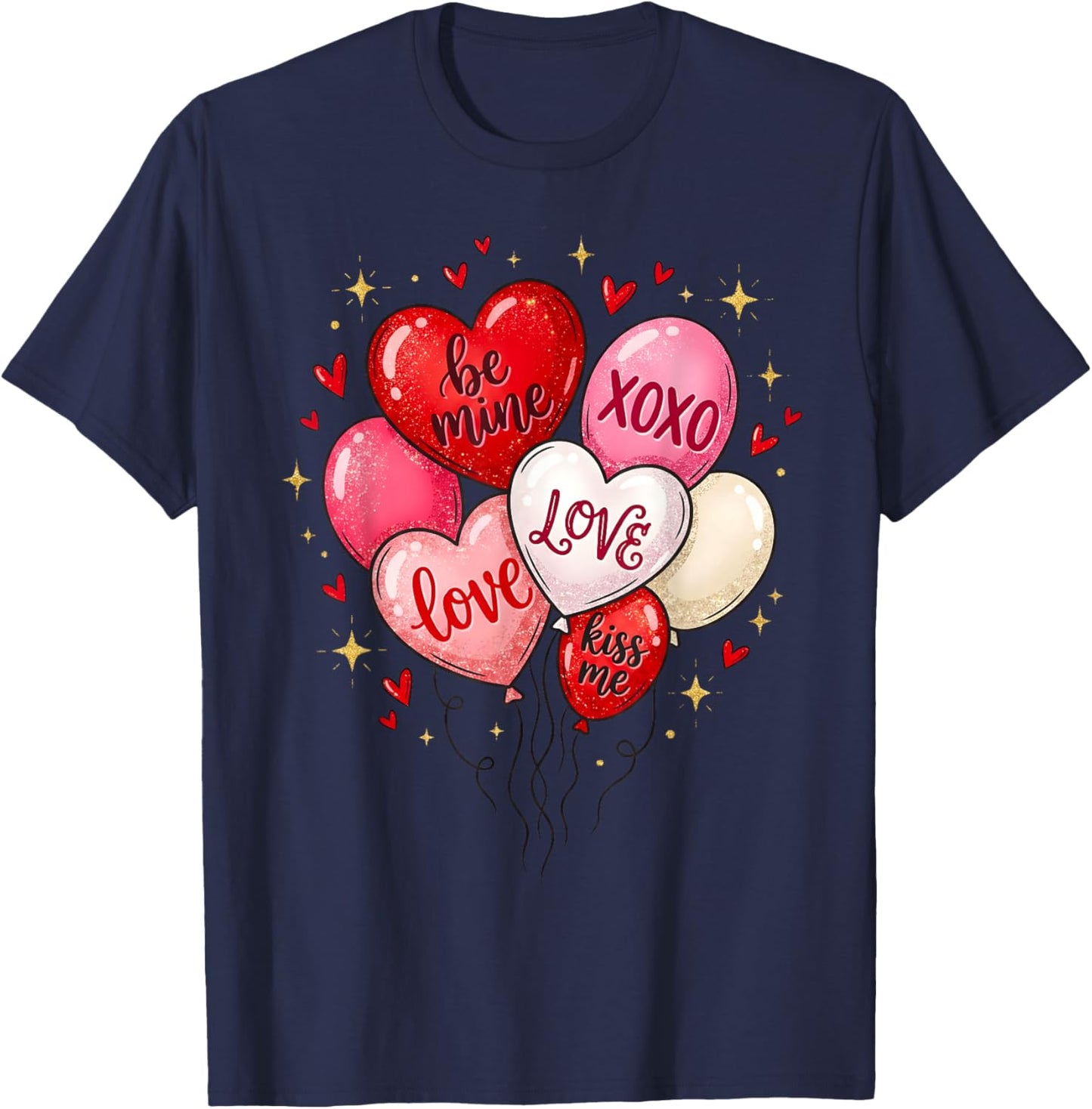 Valentine Balloon Heart Kiss Me XOXO Girl Women Kid T-Shirt - T-Shirt | Navy