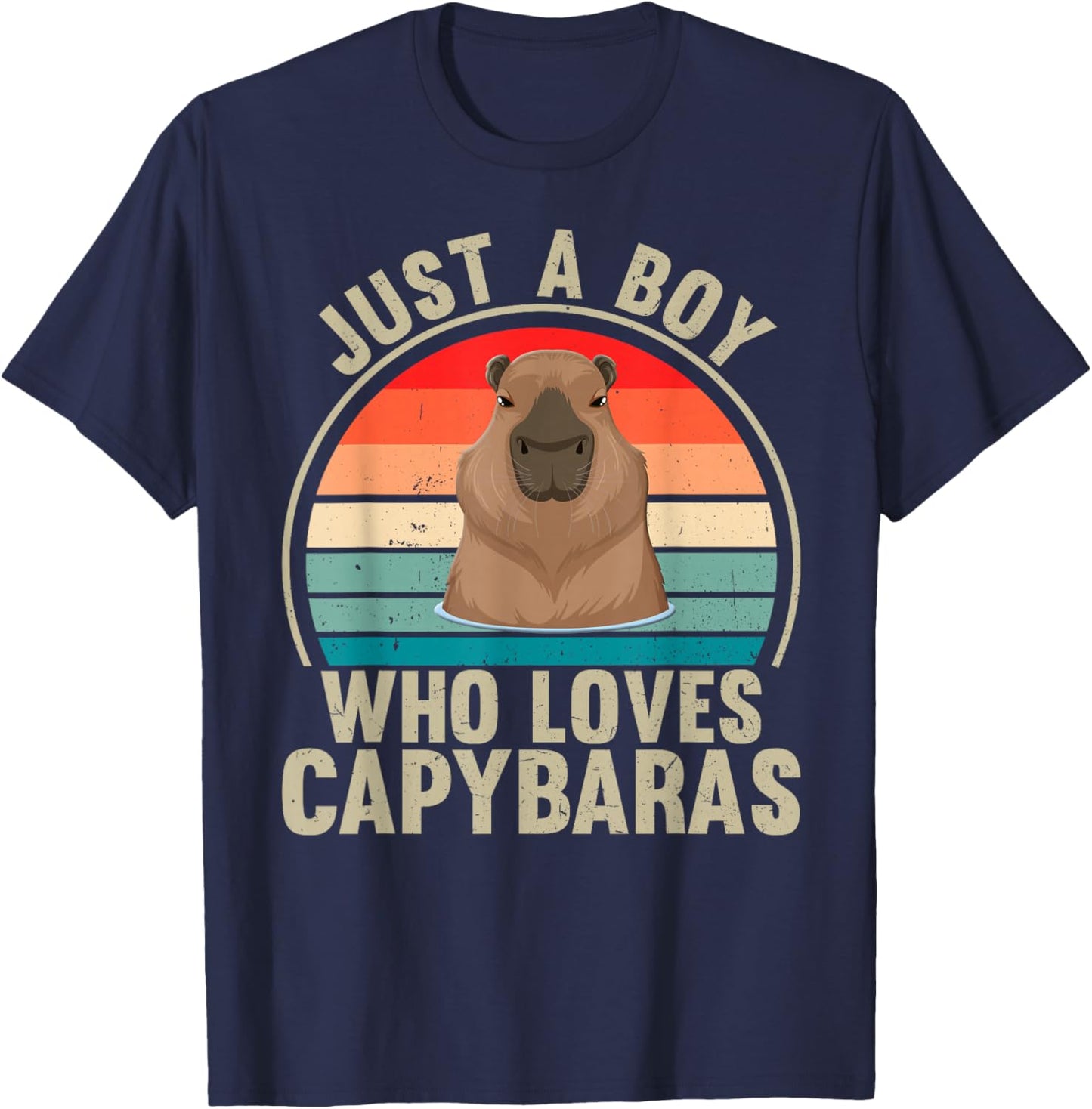 Just A Boy Who Loves Capybaras Recto Capybara Lover T-Shirt - T-Shirt | Navy