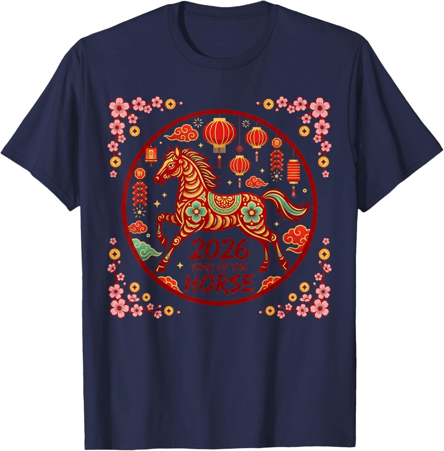 Year of The Fire Horse 2026 Chinese Zodiac 1966 60th Birth T-Shirt - T-Shirt | Navy