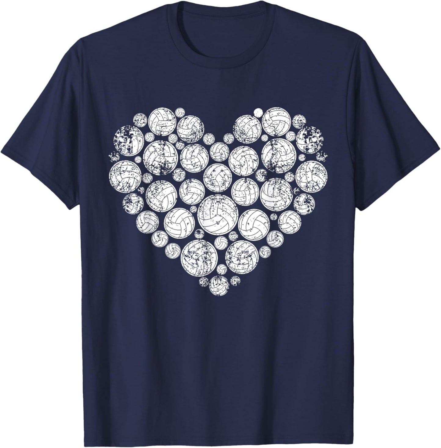 Volleyball Heart Valentine's Day Volleyball Lover Women Girl T-Shirt - T-Shirt | Navy
