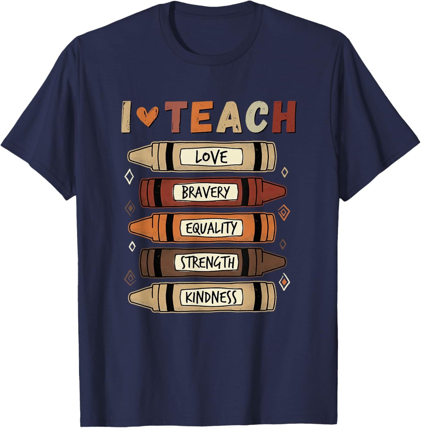 I Teach Black History Month Teacher Melanin Pride Crayons T-Shirt - T-Shirt | Navy