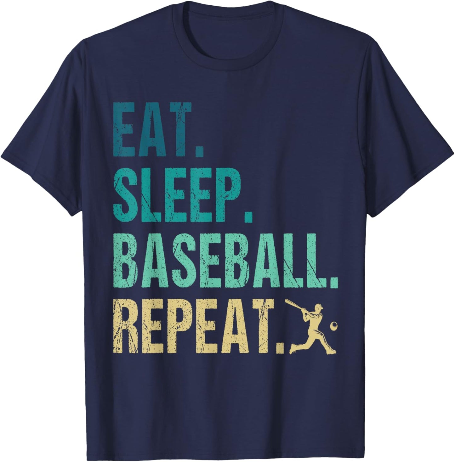 Eat Sleep Baseball Repeat Baseball Player Funny Baseball T-Shirt - T-Shirt | Navy