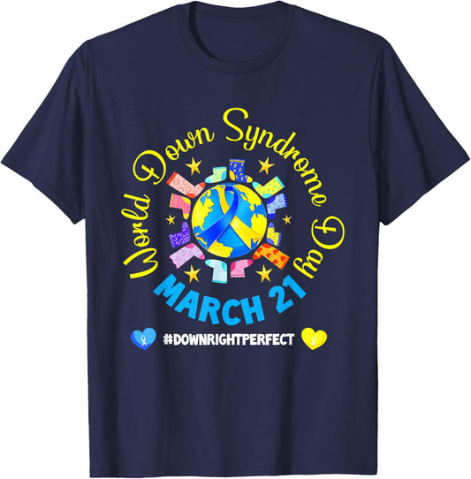 World Down Syndrome Day 321 Awareness Support Men Women Kids T-Shirt - T-Shirt | Navy