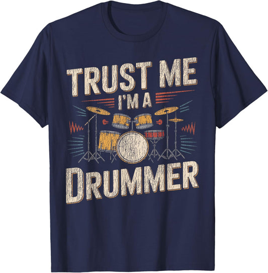 Drummer Drum Set Vintage Trust Me I'm A Drummer T-Shirt - T-Shirt | Navy