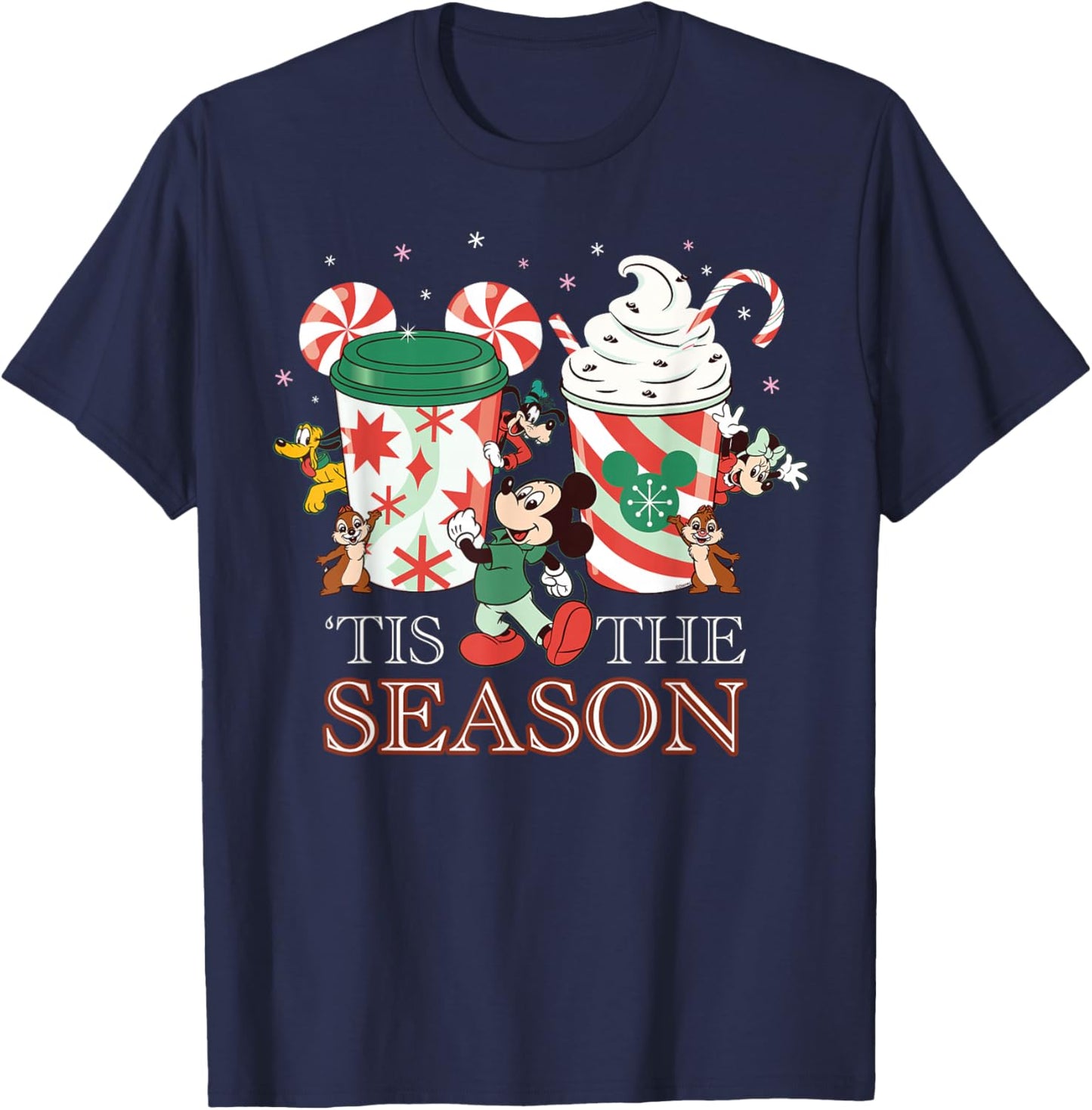 Disney Mickey & Friends 'Tis The Season Christmas Coffee T-Shirt - T-Shirt | Navy