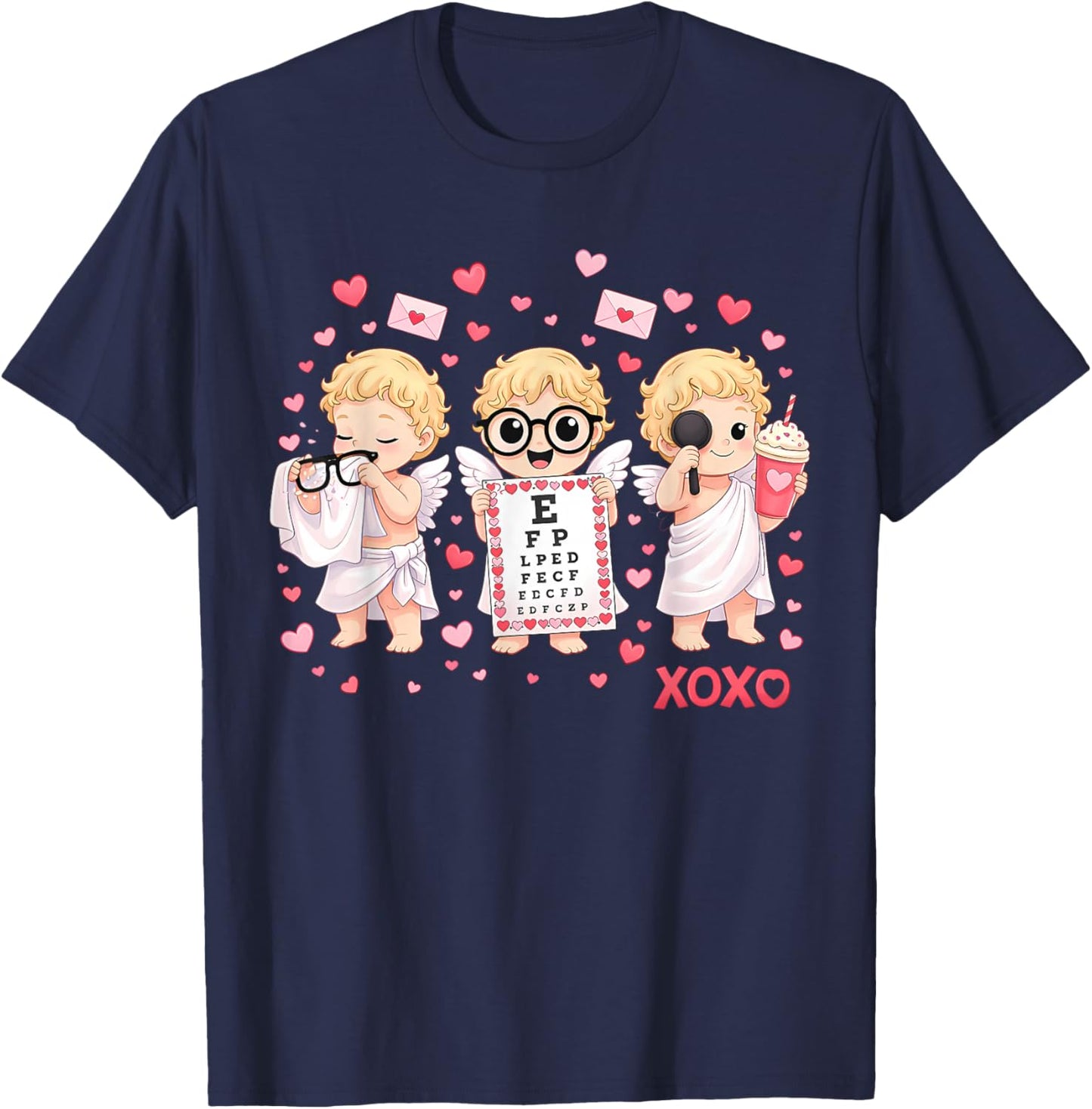 XOXO Cupid Vision Squad Optometrist Valentines Day Eye Dr T-Shirt - T-Shirt | Navy