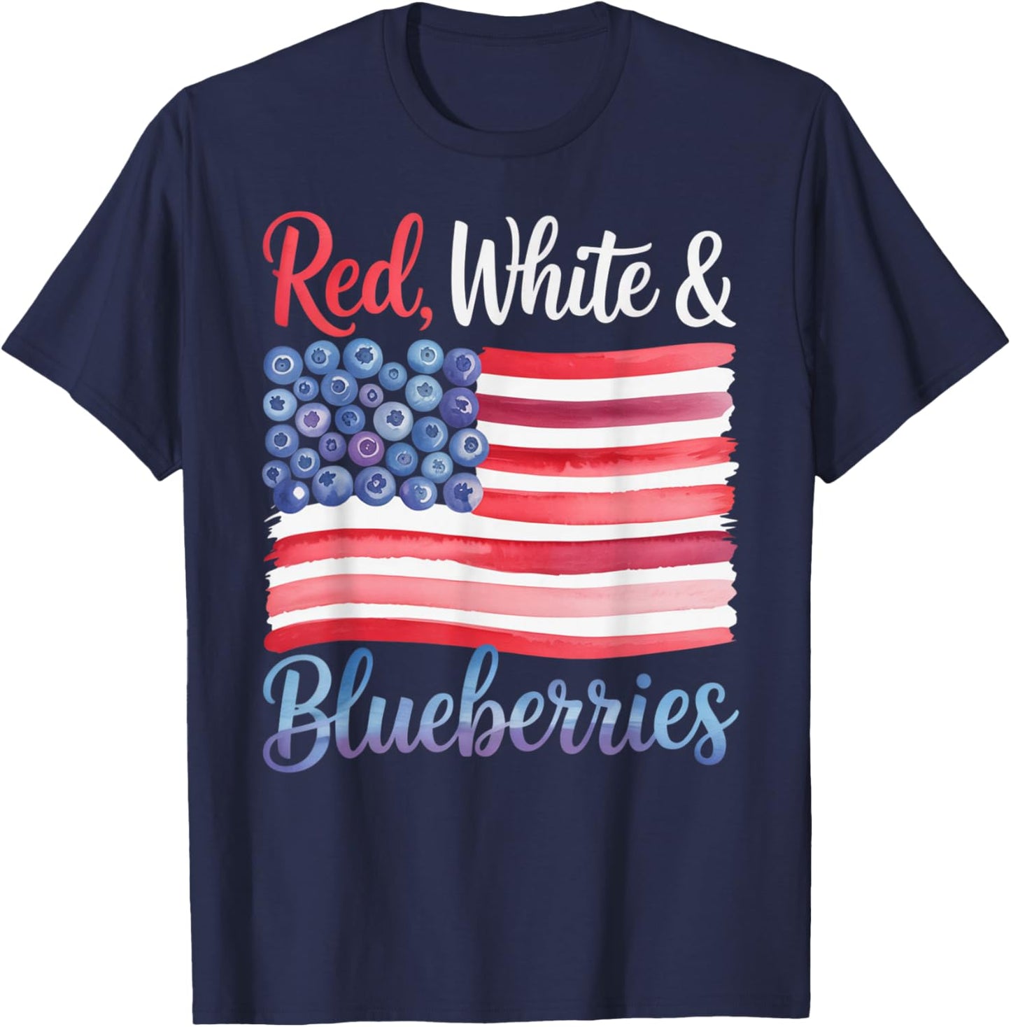 Red White and Blueberries Sweet Patriotic American Flag T-Shirt - T-Shirt | Navy