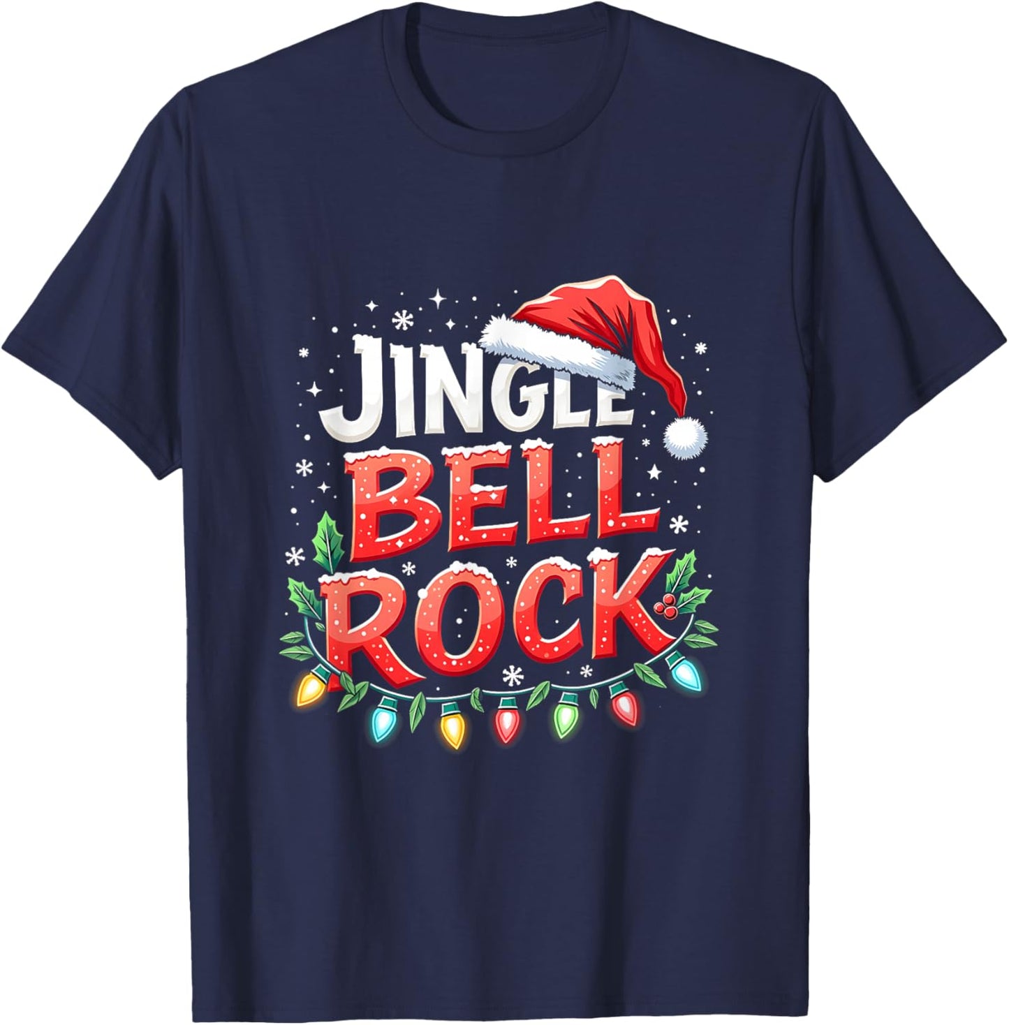 Santa Jingle Bell Rock Christmas Music Lovers T-Shirt - T-Shirt | Navy