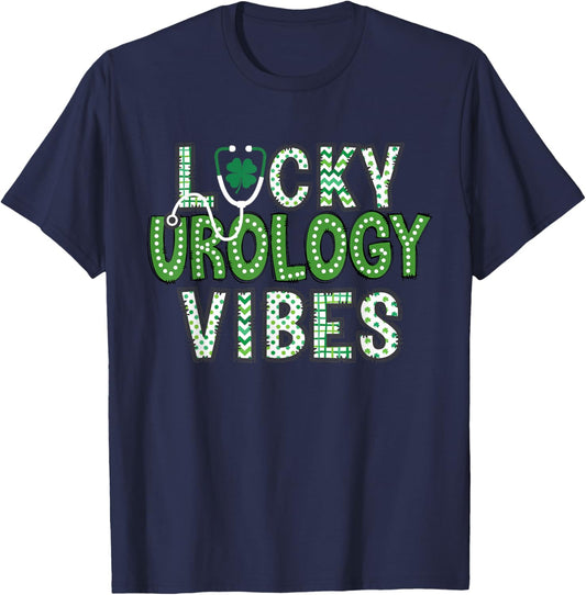 Lucky Urology Vibes St Patrick's Day Urologist Nurse Kidney T-Shirt - T-Shirt | Navy