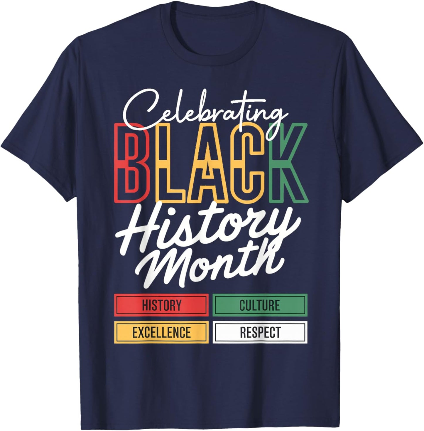 Celebrating Black History Month Afro African Men Women Kid T-Shirt - T-Shirt | Navy