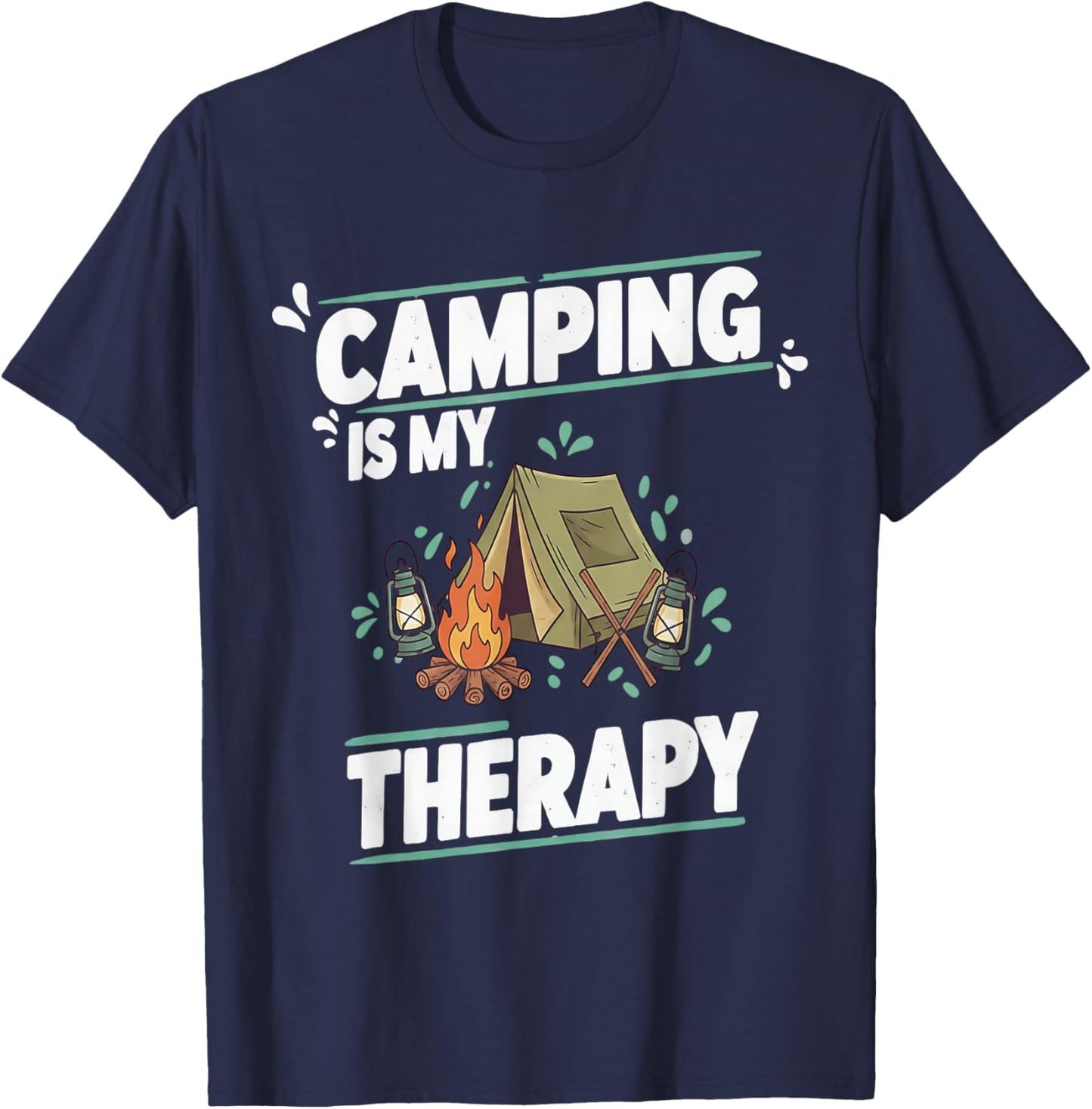 Camping is My Therapy for Great Outdoors and Tent Life T-Shirt - T-Shirt | Navy