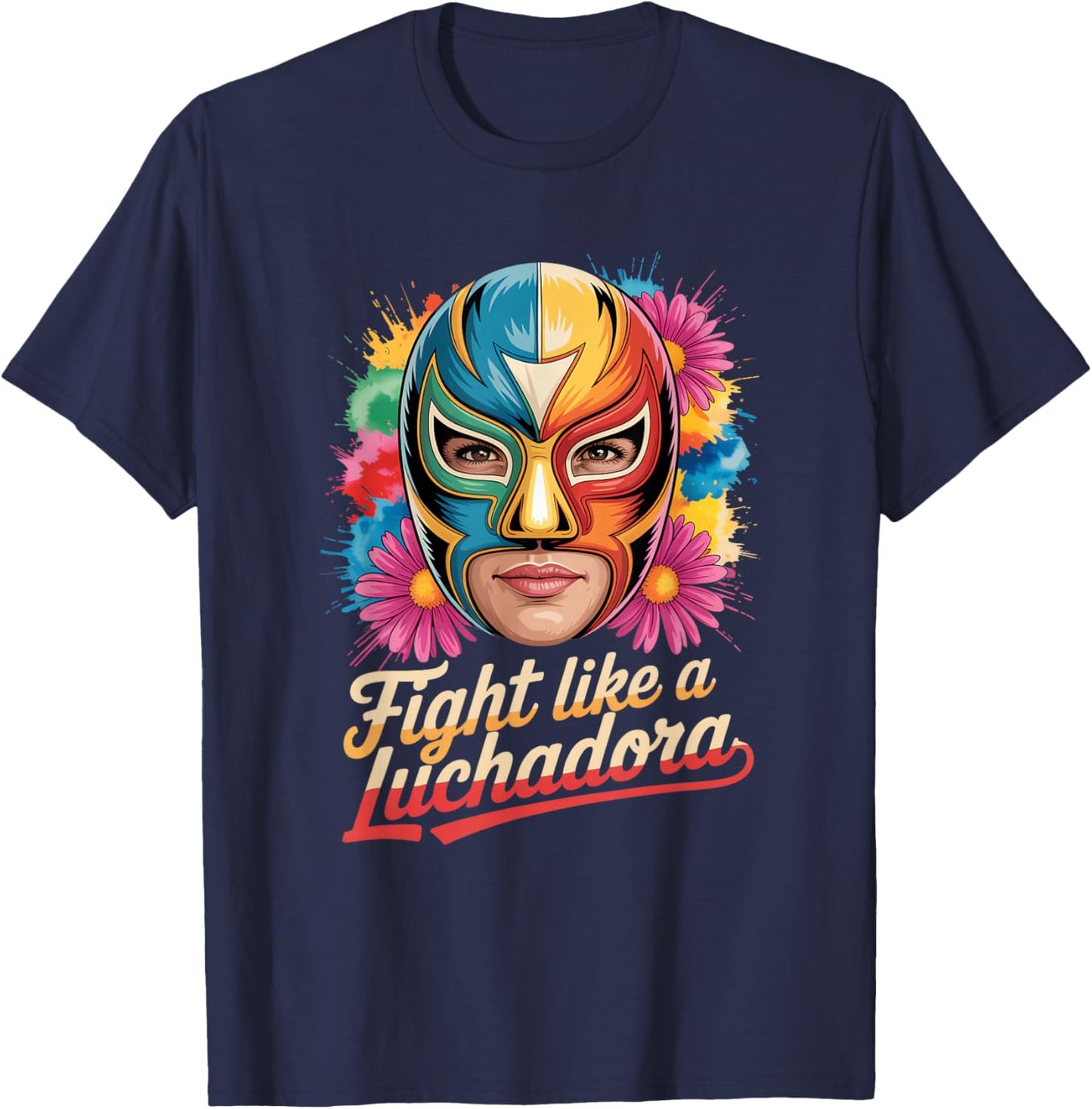 Luchadora Lucha Libre Masks Mexican Wrestling T-Shirt - T-Shirt | Navy