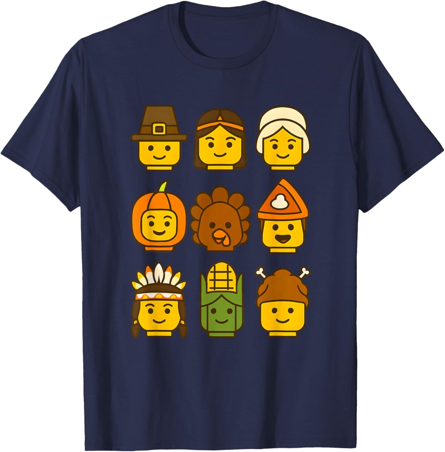 Thanksgiving Building Brick Turkey Boys Kids Toddler Youth T-Shirt - T-Shirt | Navy