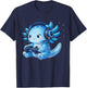 Cute Axolotl Video Games Anime Funny Gaming Gamer Boys Kids T-Shirt - T-Shirt | Navy