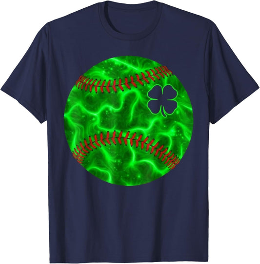 Baseball Shamrock Lucky Irish St Patrick's Day Girls Boys T-Shirt - T-Shirt | Navy